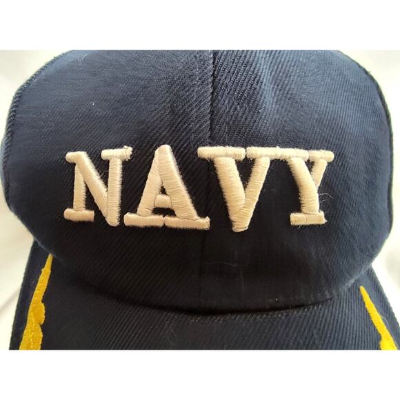 US Navy Blue Ball Cap Gold Scrambled Eggs Snapback Hook Veteran Officer Military - Picture 3 of 8